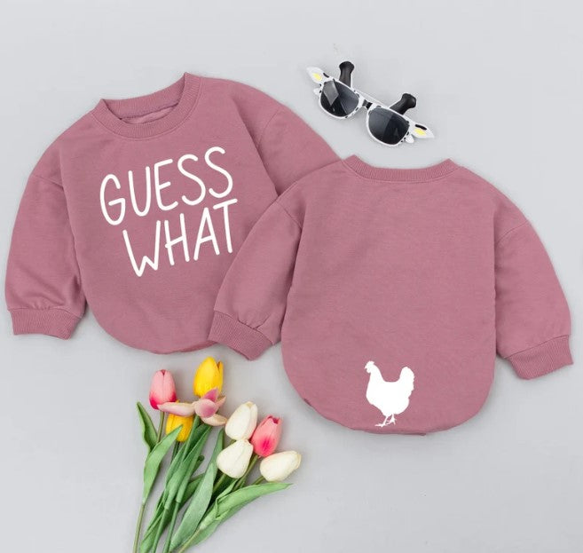 Unisex Baby Romper | Funny 'Guess What, Chicken Butt' Design | Baby Gift