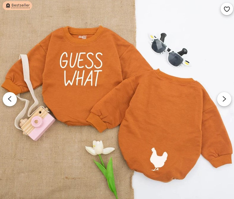 Unisex Baby Romper | Funny 'Guess What, Chicken Butt' Design | Baby Gift