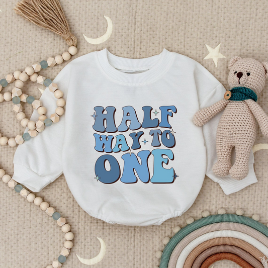 Celebrate Your Boy's Half Birthday with Our Unique Personalized Romper!