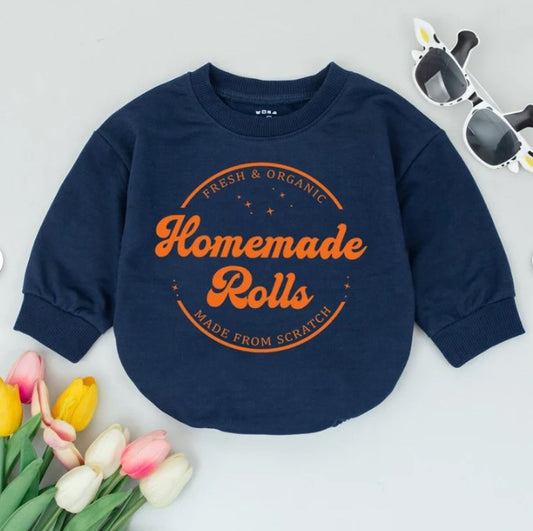 Retro Fall Romper and Sweater: Cute Handmade Rolls Bodysuit for Babies & Toddlers
