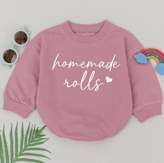Adorable Autumn Baby Romper with Homemade Rolls Design - A Perfect Gift!