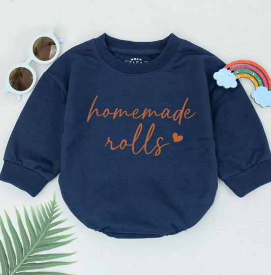Adorable Autumn Baby Romper with Homemade Rolls Design - A Perfect Gift!