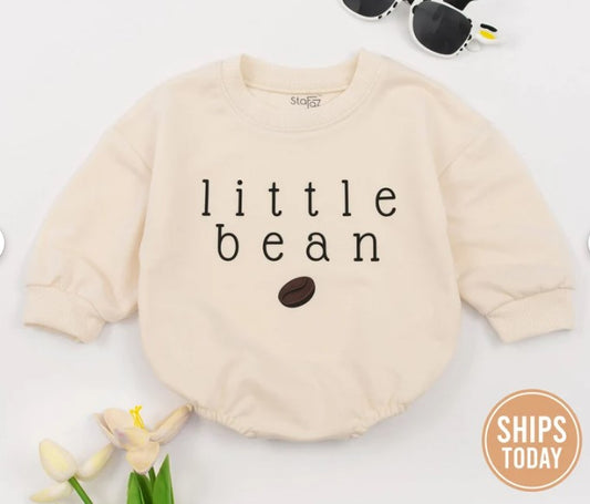 Minimalist Little Bean Coffee Baby Romper: Unisex, Gender Neutral Outfit