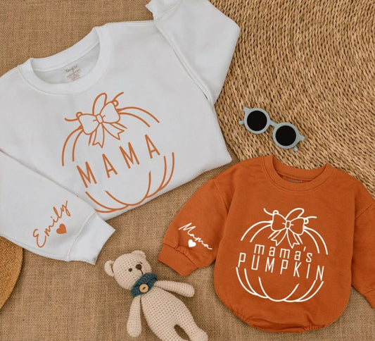 Adorable Mom & Tot Matching Pumpkin Outfits for Fall & Thanksgiving