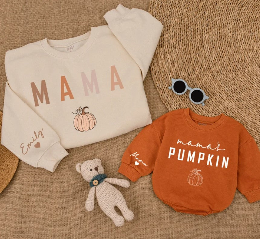 Mommy & Me Fall Sweaters - Mama's Pumpkin Matching Outfits