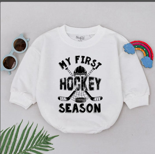 Father's Day Hockey Baby Romper - Retro Newborn Sporty Outfit