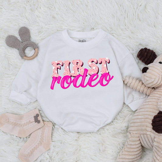 First Rodeo 1st Birthday Outfit - Western Baby Girl Bodysuit and Romper