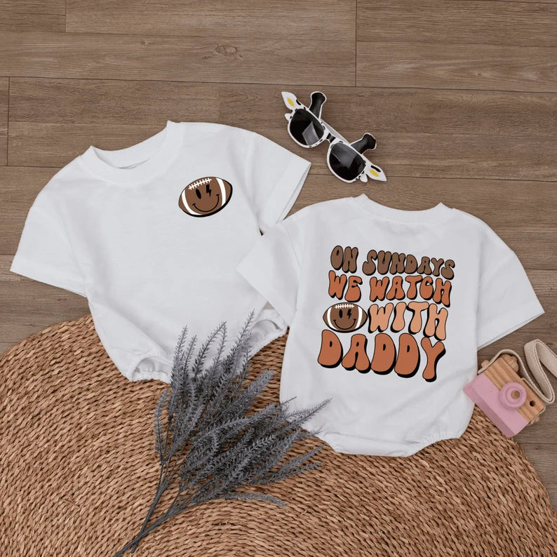 Game Day Romper for Baby - Perfect Football Sundays with Daddy Outfit