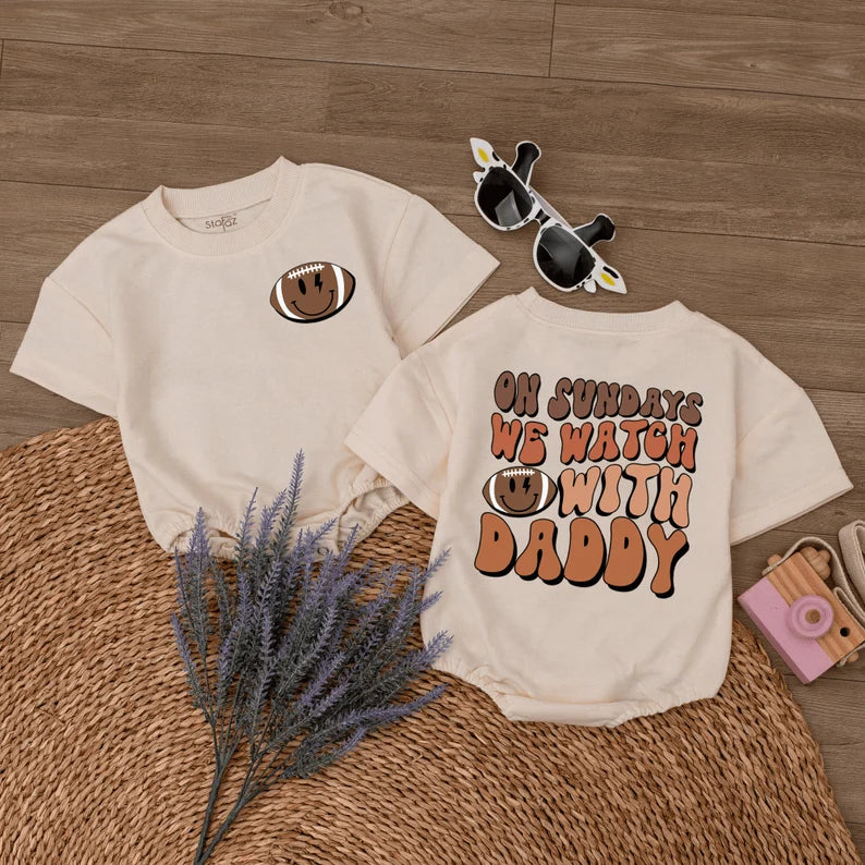 Game Day Romper for Baby - Perfect Football Sundays with Daddy Outfit