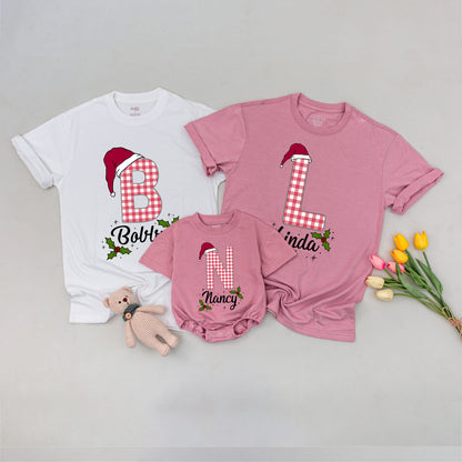 Christmas Custom Family Matching Plaid Shirts - Personalized Outfits for Baby, Mom & Dad