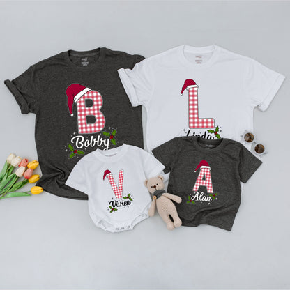 Christmas Custom Family Matching Plaid Shirts - Personalized Outfits for Baby, Mom & Dad