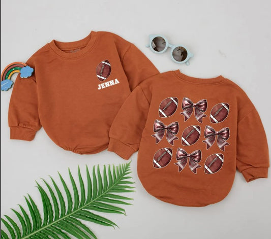 Retro Gameday Outfit, Customized Football Romper - Baby Boy/Girl Gift