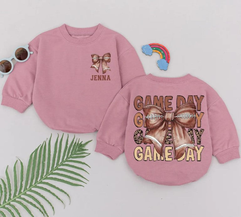 Retro Football Romper - Personalized Baby Gameday Outfit, Baby Shower Gift