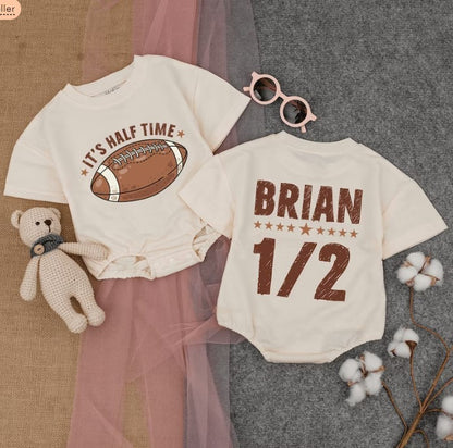 Baby's Halftime Bubble Romper: Perfect Half Birthday Gift and Gameday Outfit