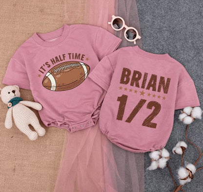 Baby's Halftime Bubble Romper: Perfect Half Birthday Gift and Gameday Outfit