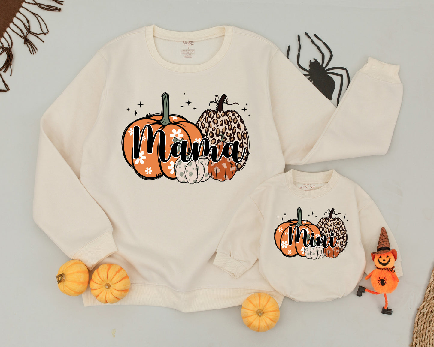 Retro Spooky Mama & Mini Matching Pumpkin Halloween Sweatshirts