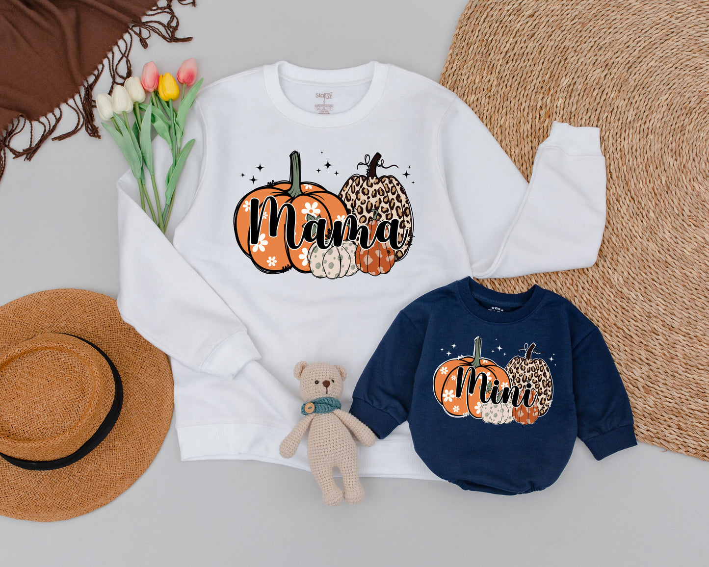 Retro Spooky Mama & Mini Matching Pumpkin Halloween Sweatshirts