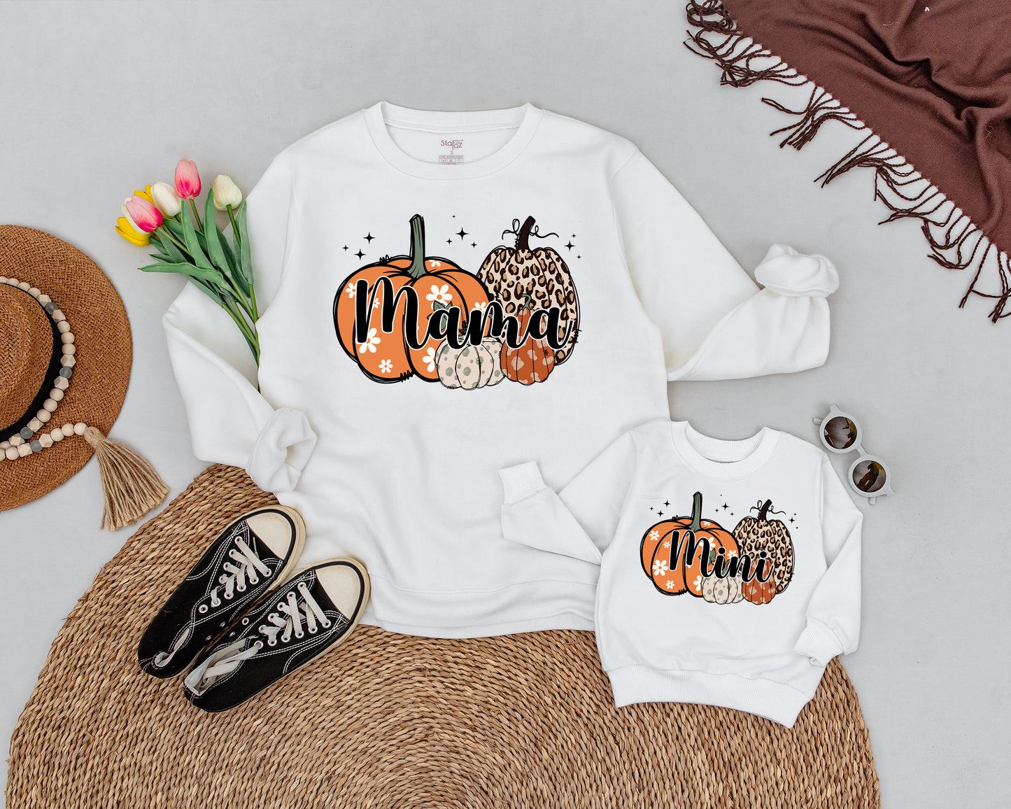 Retro Spooky Mama & Mini Matching Pumpkin Halloween Sweatshirts