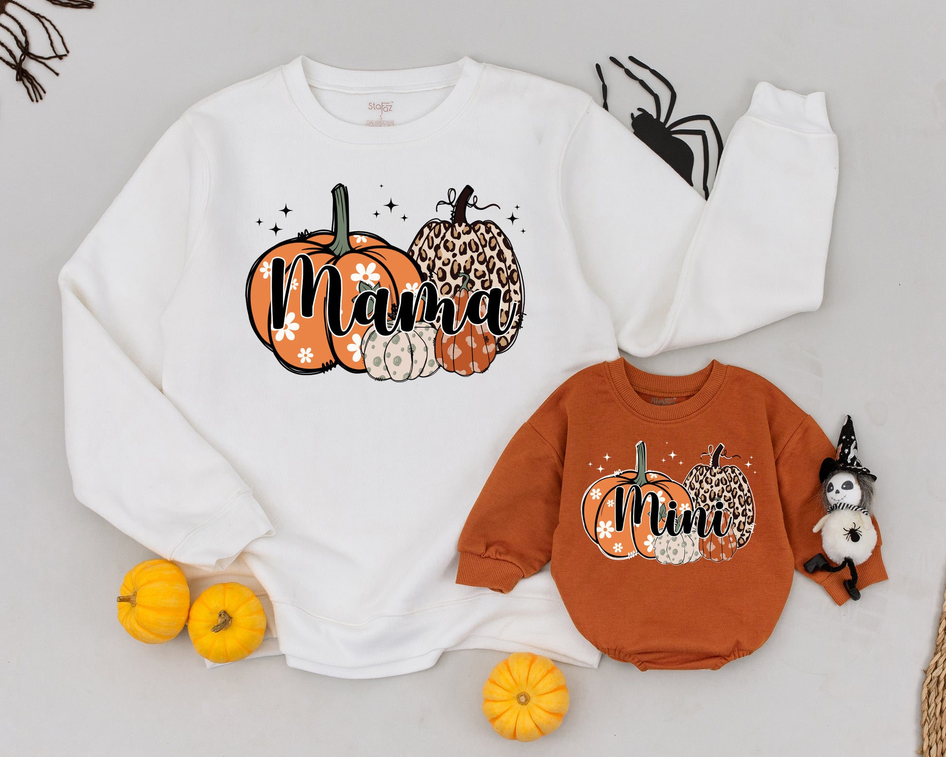 Retro Spooky Mama & Mini Matching Pumpkin Halloween Sweatshirts