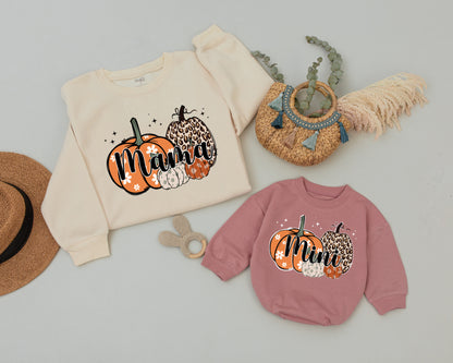 Retro Spooky Mama & Mini Matching Pumpkin Halloween Sweatshirts