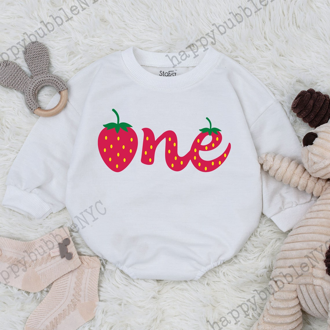 Strawberry Romper: Comfortable 1st Birthday Outfit for Baby Girls