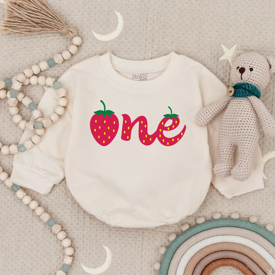 Strawberry Romper: Comfortable 1st Birthday Outfit for Baby Girls