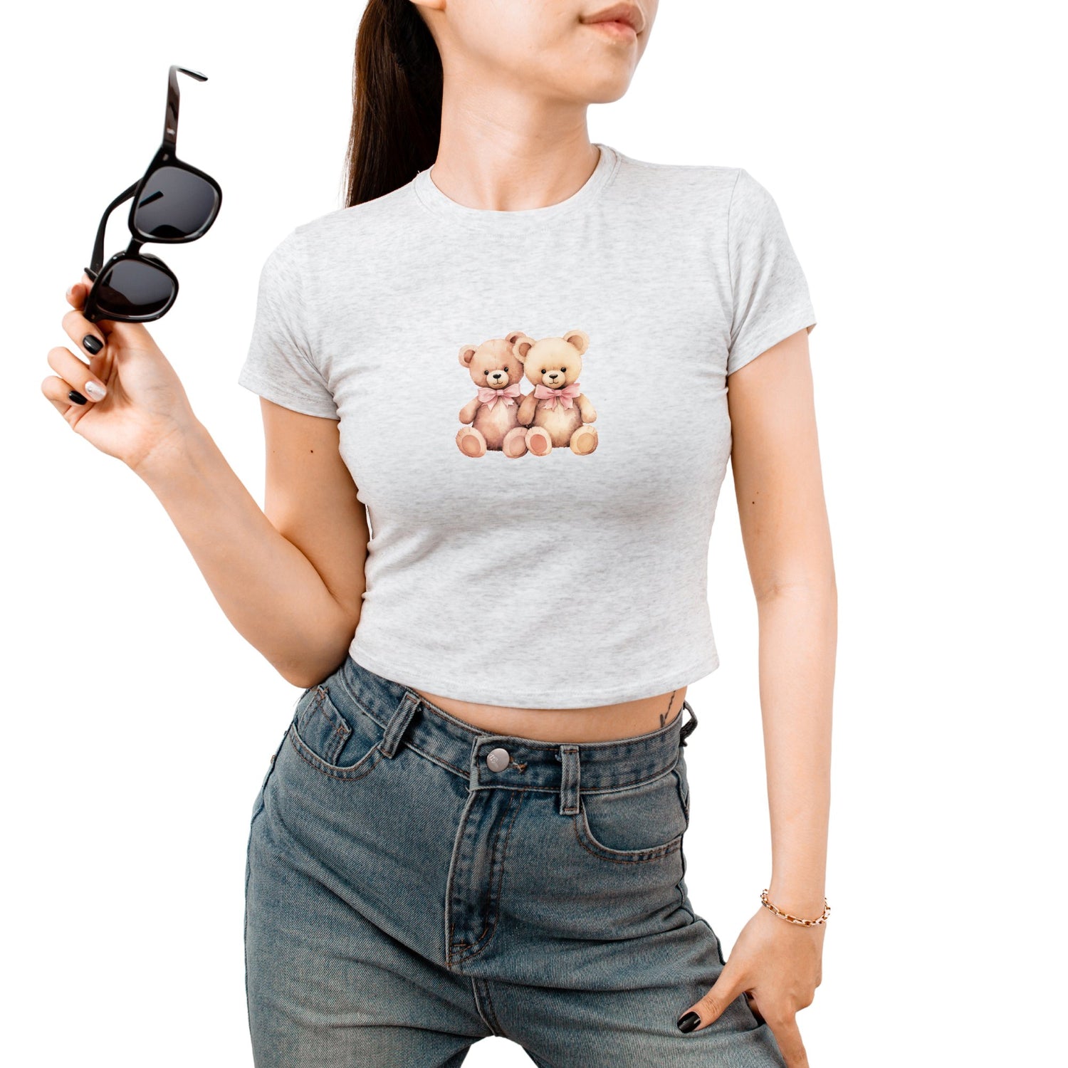 90s Teddy Bear Graphic Tee: Cute, Cool and Vintage Crop Top for Girls