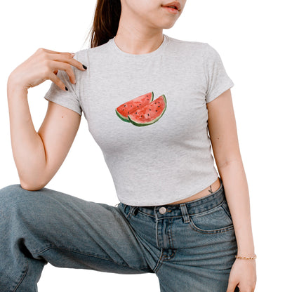 '90s Trendy Aesthetic Watermelon Baby Tee: Teen Girls Summer Crop Tops