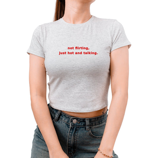 Trendy Y2K Crop Top with Funny Quote for Teens-90s Vintage, Short Sleeved Tee