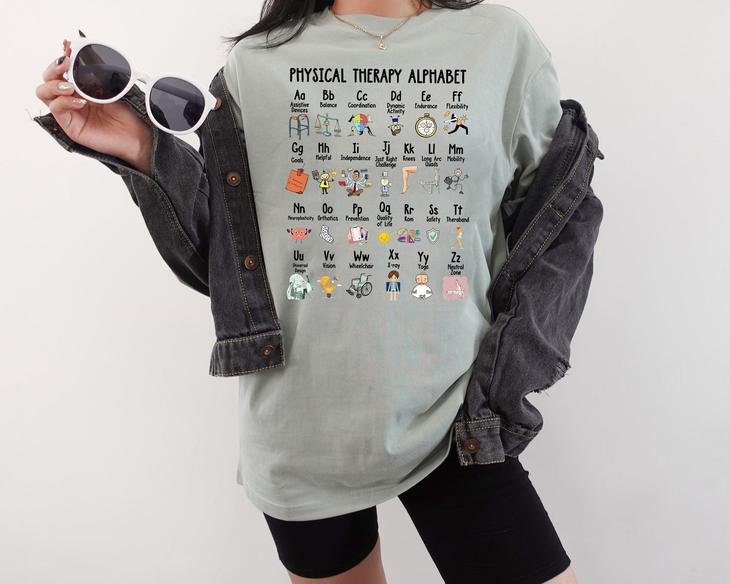 Physical Therapy Alphabet T-Shirt Fun Learn to Move Design for PTs and PTAs Great Gift for Pediatric Therapists