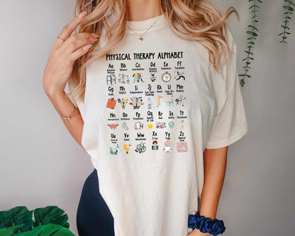 Physical Therapy Alphabet T-Shirt Fun Learn to Move Design for PTs and PTAs Great Gift for Pediatric Therapists