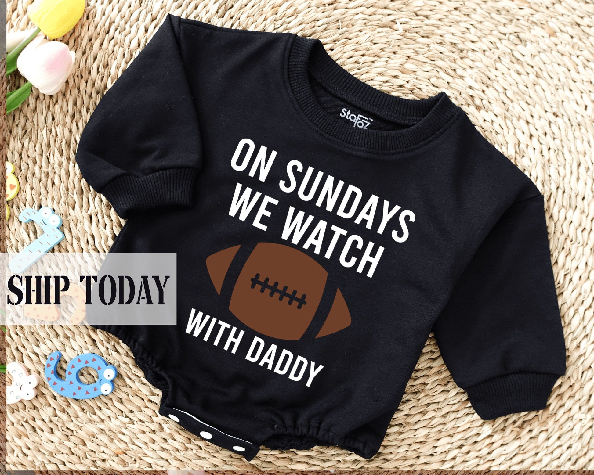 Football Sunday Oversized Baby Romper - Perfect Shower Gift