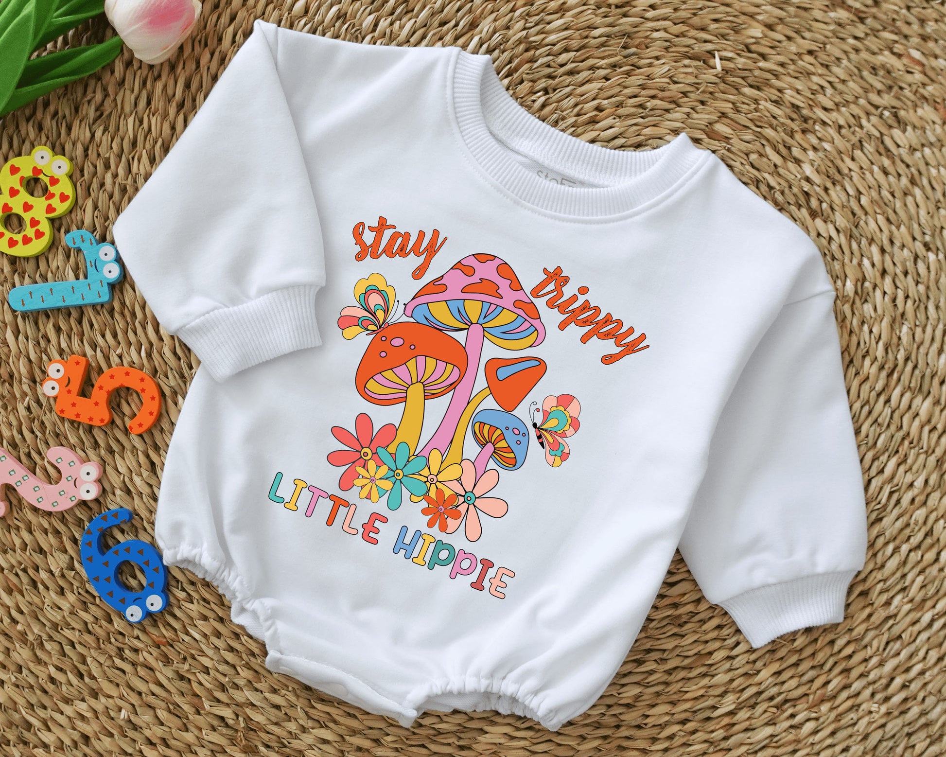 Retro Hippie Baby Romper & Toddler Sweatshirt for Birthday Fun