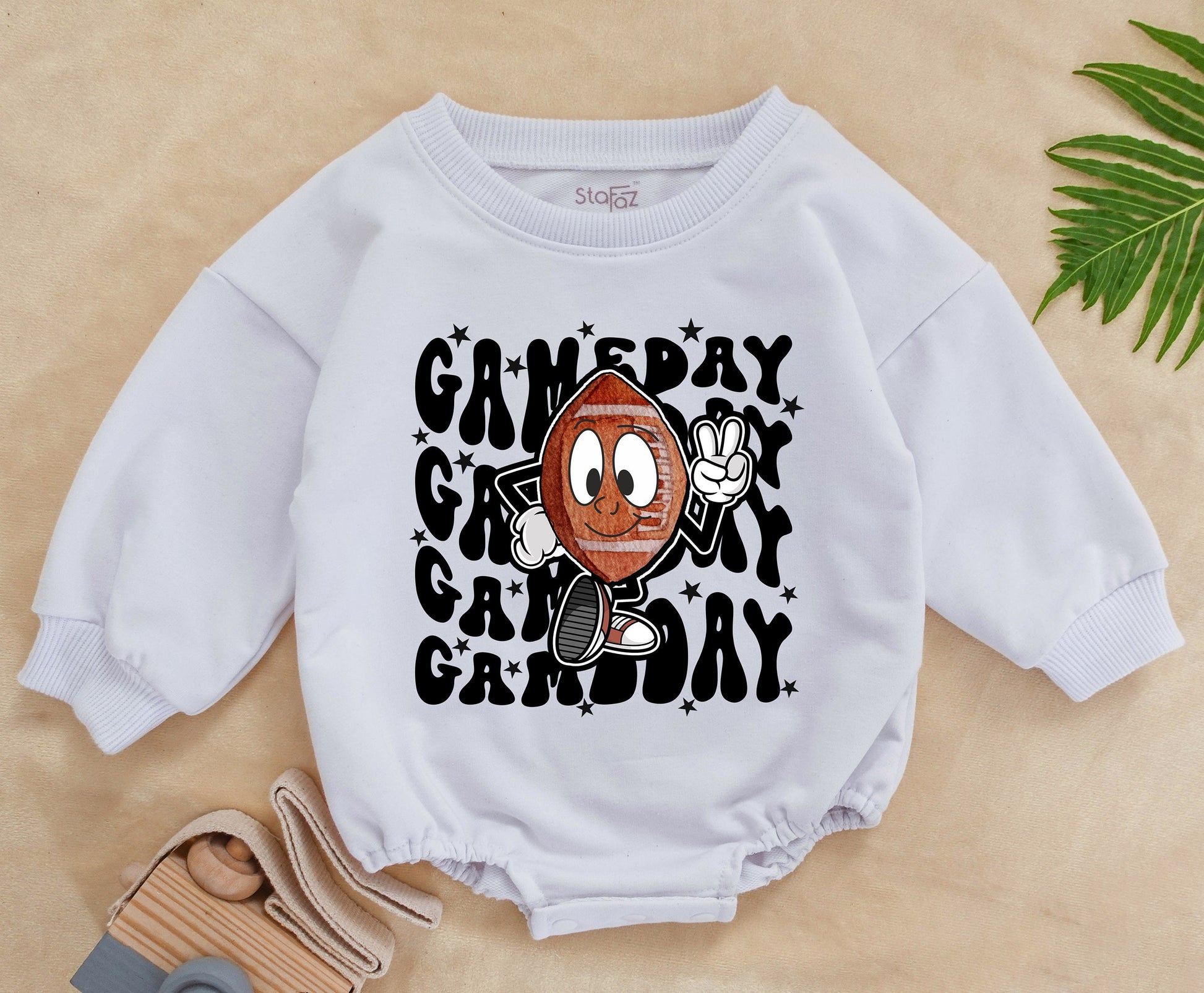 Vintage Game Day Baby Romper – Oversized Fall Toddler Sweater