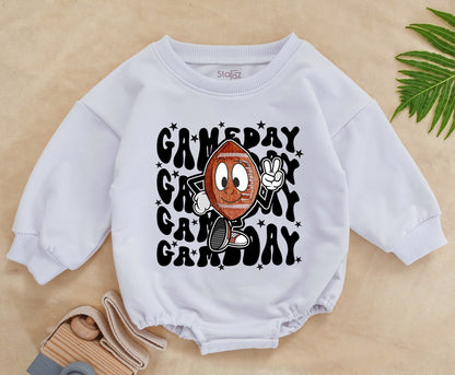 Vintage Game Day Baby Romper – Oversized Fall Toddler Sweater