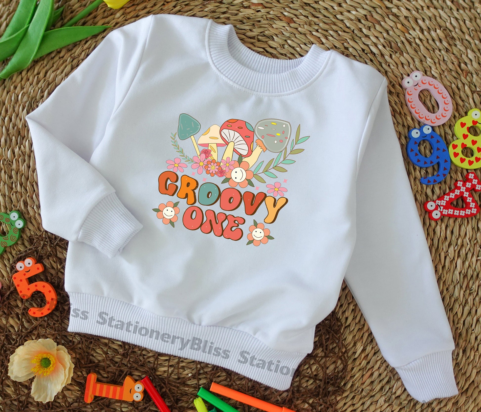 Groovy Mushroom Baby Jumpsuit – Boho 1st Birthday Romper Outfit  