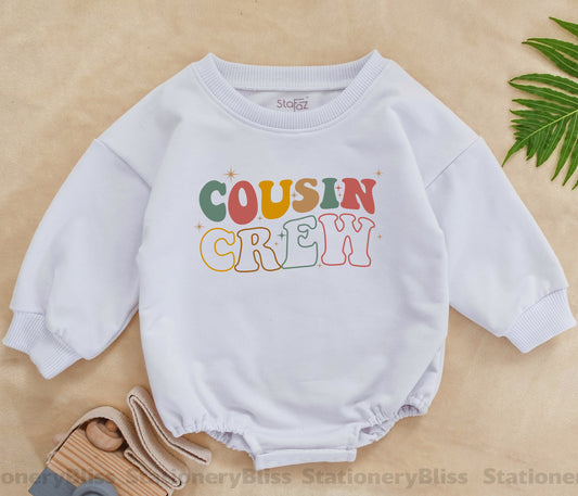 STAFAZ Boho Retro Cousin Crew Romper Natural Infant Baby Sweatshirt Outfit Gender Neutral Tee Cousin Crew Gift