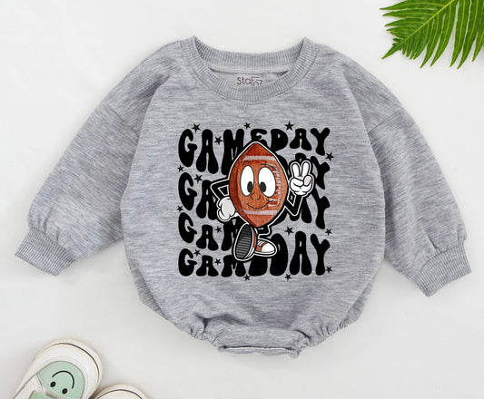 Vintage Game Day Baby Romper – Oversized Fall Toddler Sweater