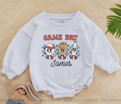 Game Day Baseball Romper | Retro Baby Bodysuit for Boys & Girls