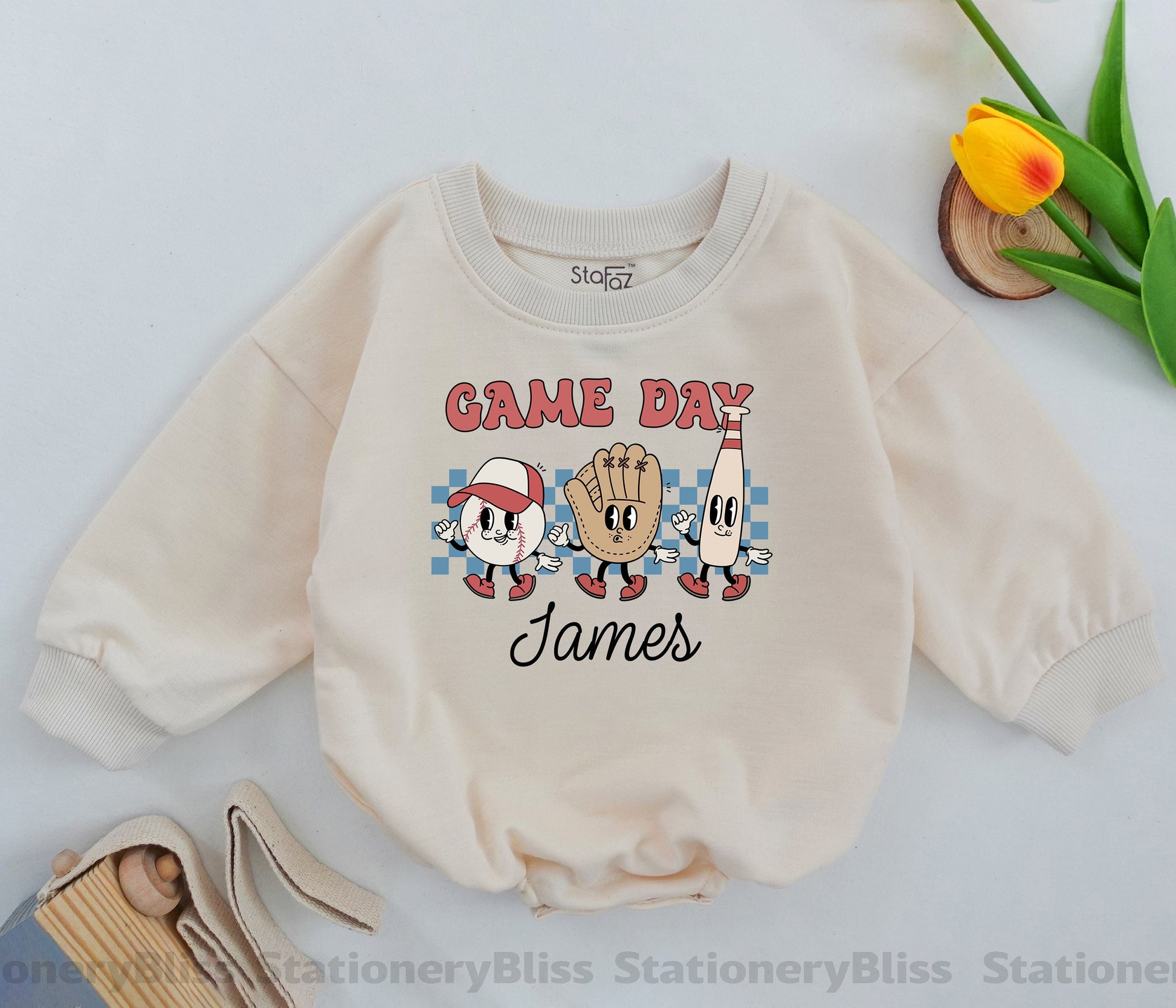 Game Day Baseball Romper | Retro Baby Bodysuit for Boys & Girls