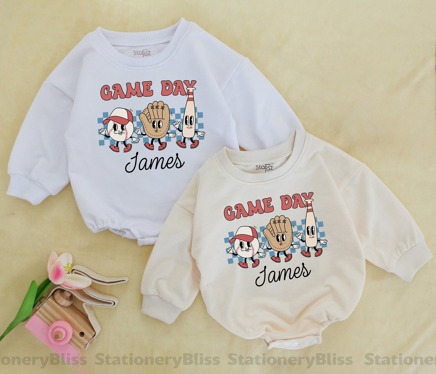 Game Day Baseball Romper | Retro Baby Bodysuit for Boys & Girls