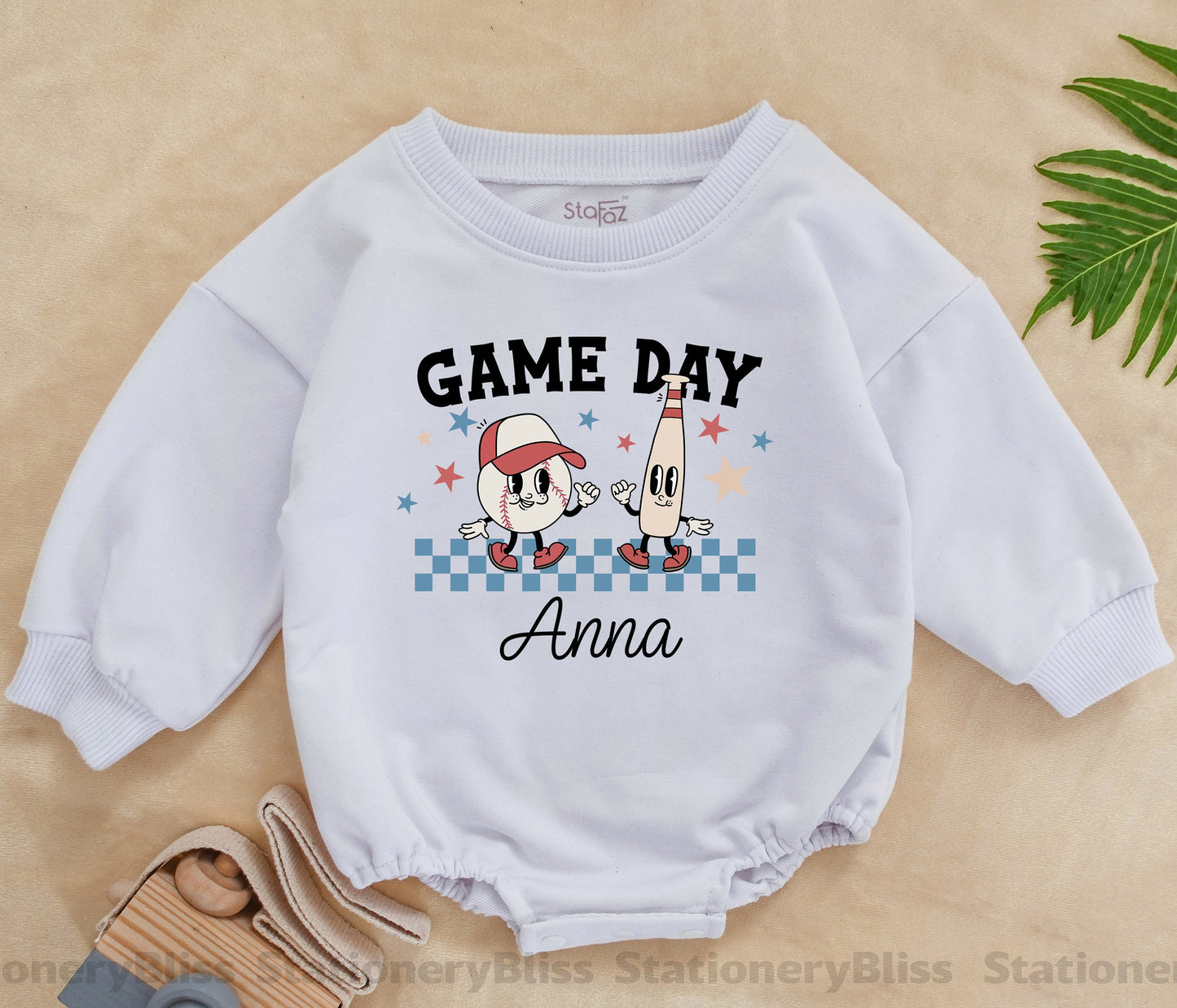 Retro Game Day Baby Romper, Baseball Outfit for Boys and Girls