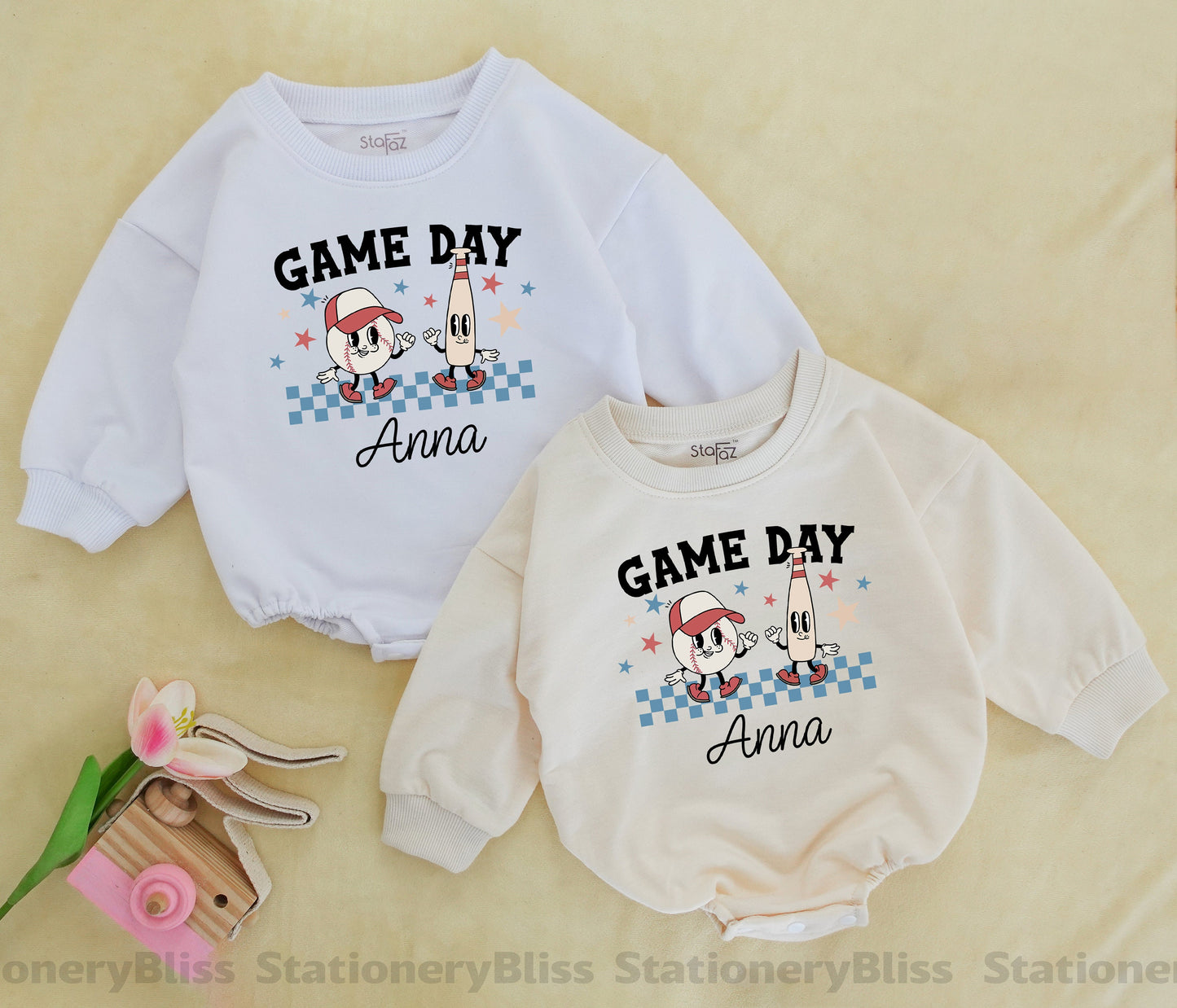 Retro Game Day Baby Romper, Baseball Outfit for Boys and Girls