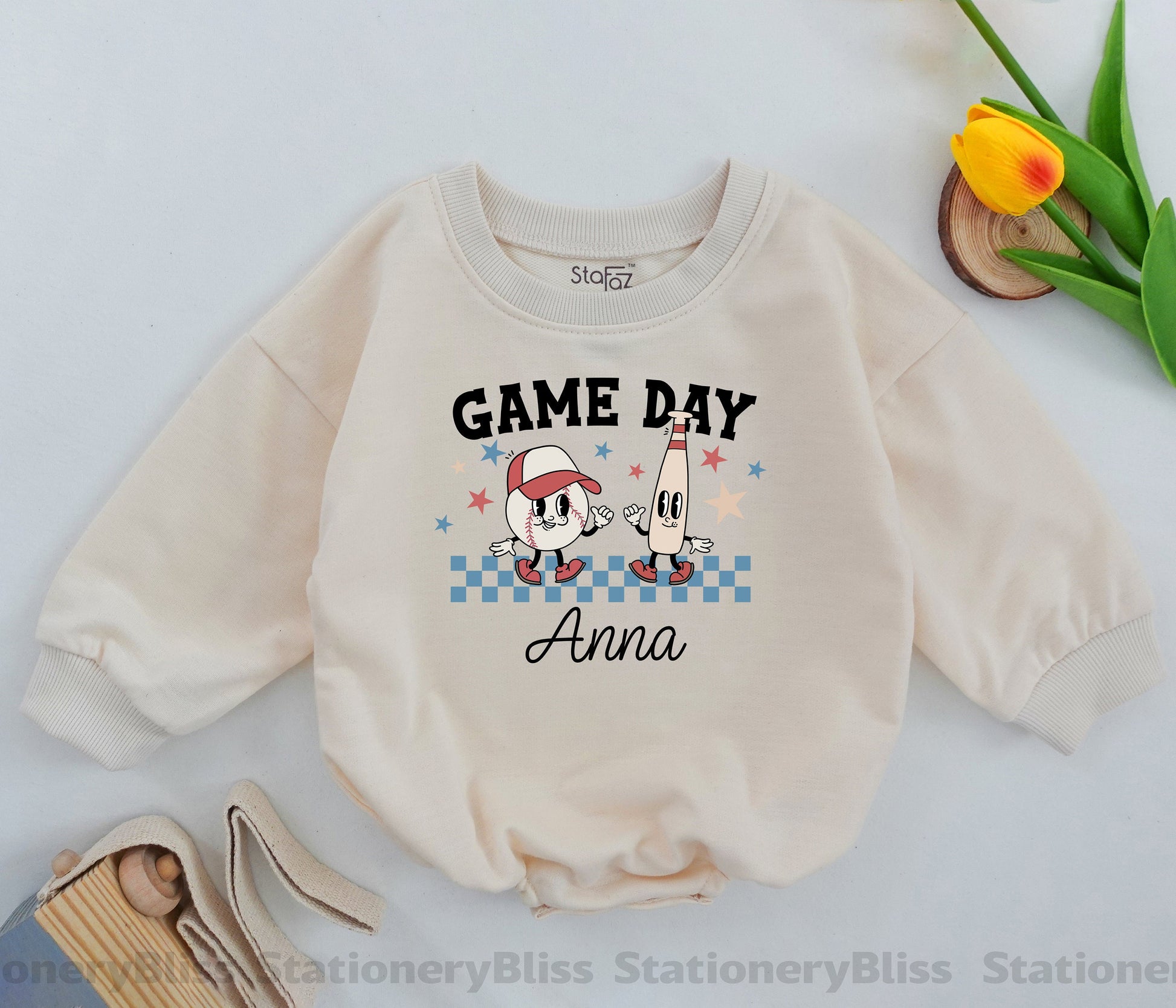 Retro Game Day Baby Romper, Baseball Outfit for Boys and Girls