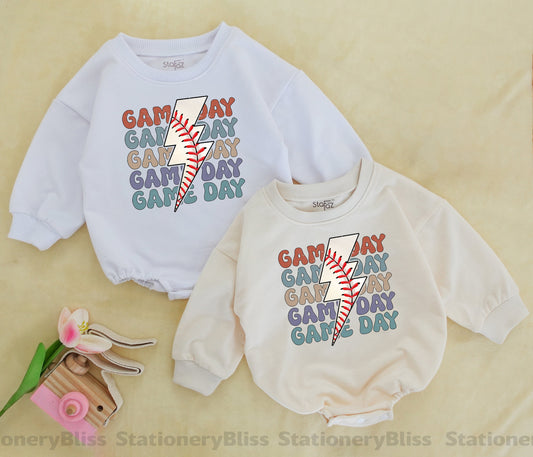 Retro Game Day Baby Romper: Baseball Jumpsuit & Outfit for Girls