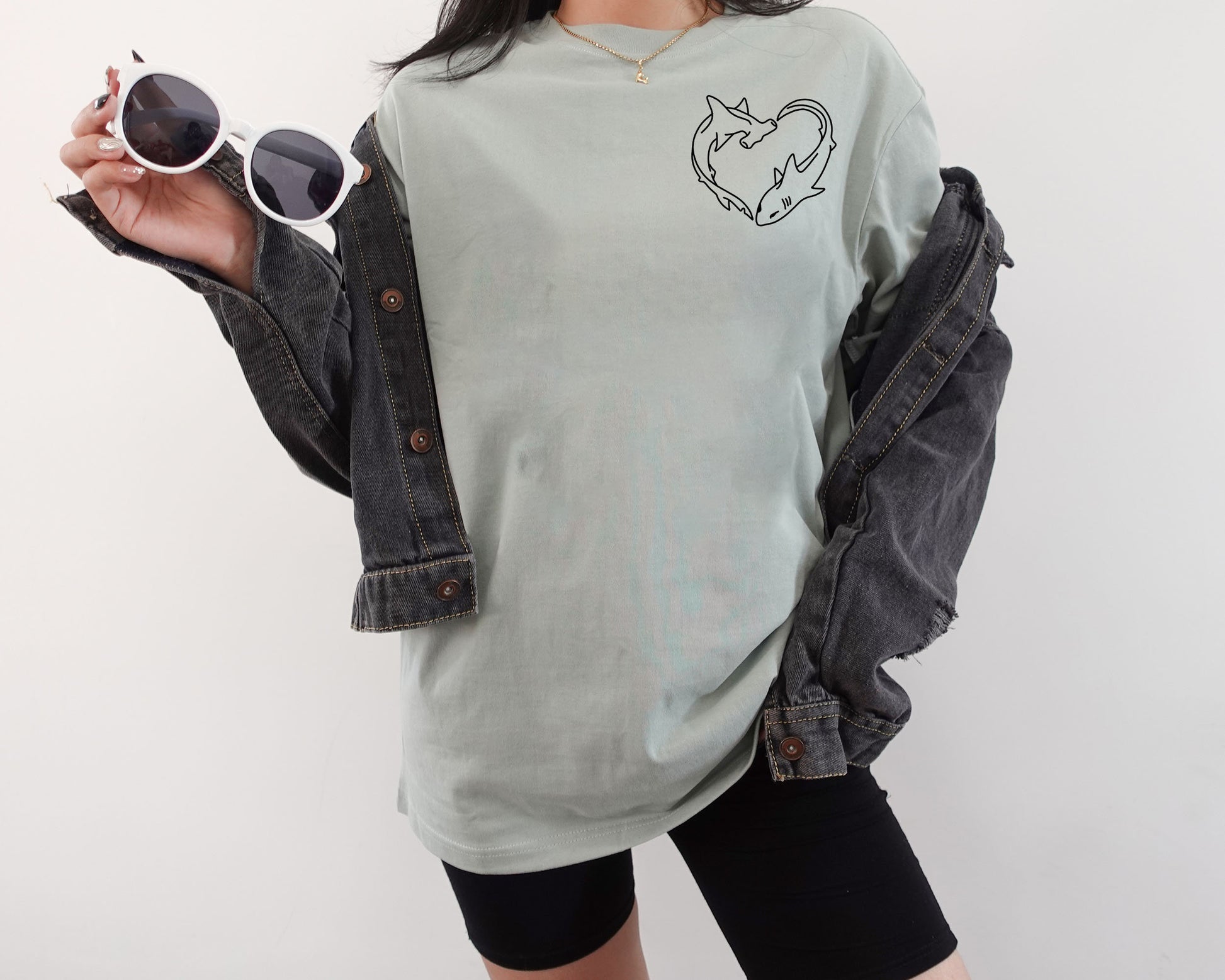 Cute Shark Pocket T-Shirt Adorable Marine Life Graphic Tee for Ocean Lovers