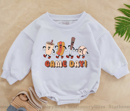 Retro Baby Baseball Romper - Cute Game Day One Piece Outfit