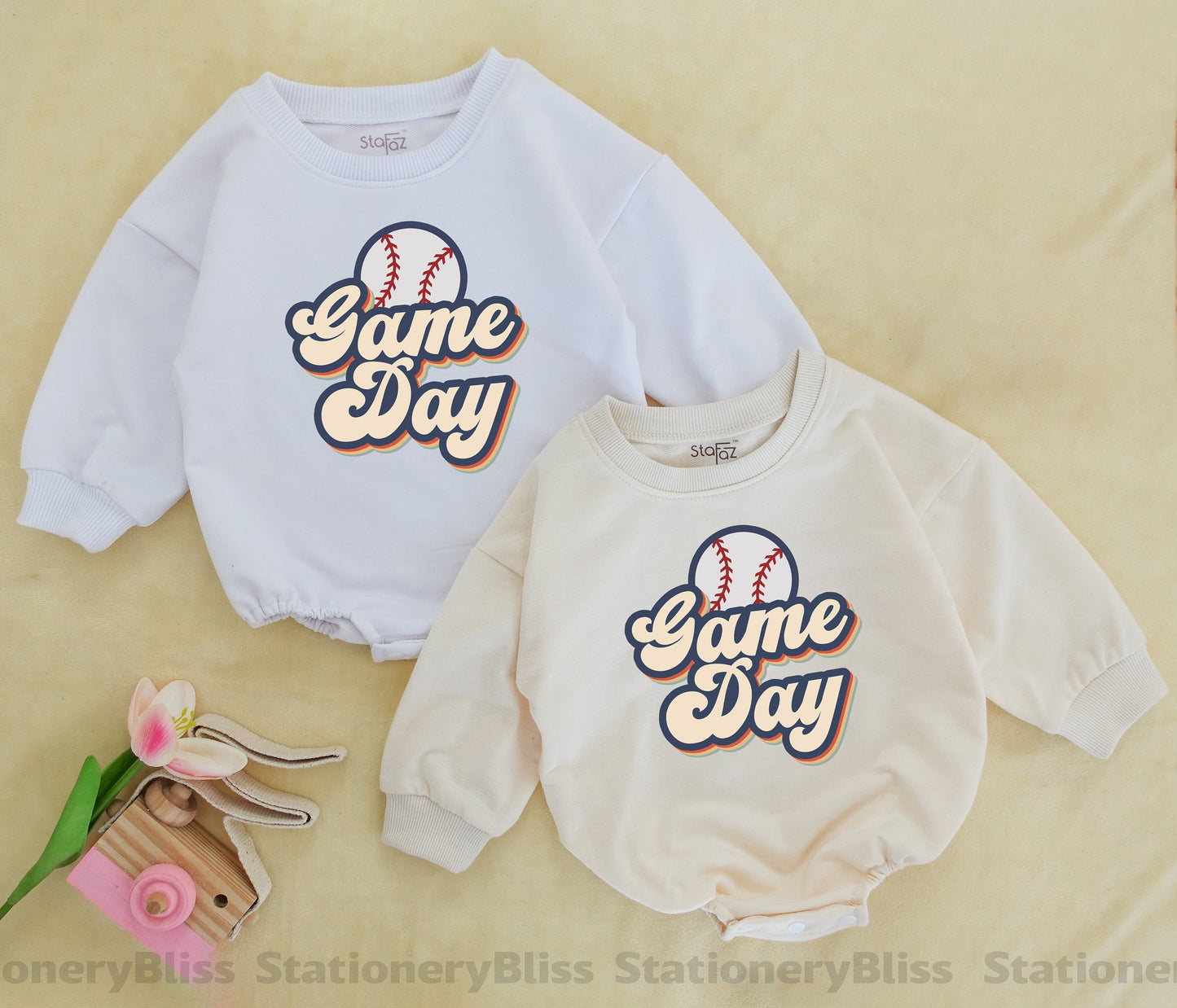 Retro Baseball Game Day Bodysuit for Baby Girls Boys First Birthday One Piece Jumpsuit Comfortable Soft Infant Romper Outfit Gift
