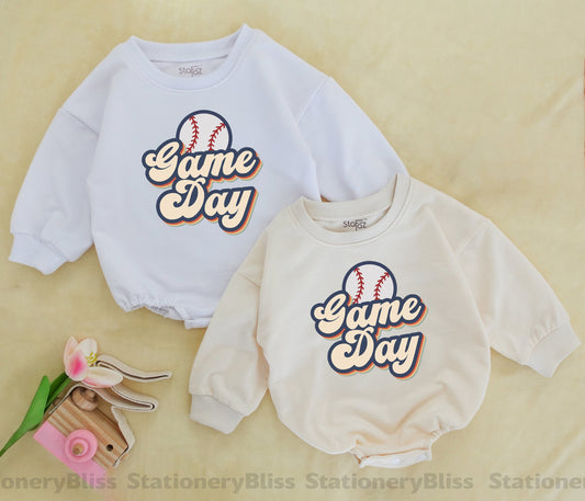 Retro Baseball Game Day Bodysuit for Baby Girls Boys First Birthday One Piece Jumpsuit Comfortable Soft Infant Romper Outfit Gift
