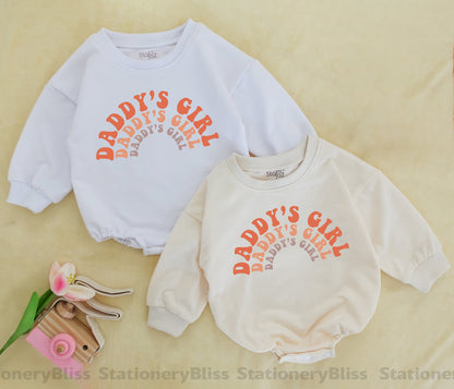 STAFAZ Retro Daddy's Girl Baby Romper Sweet Father's Day Outfit Natural Vintage Bodysuit for Baby Girl